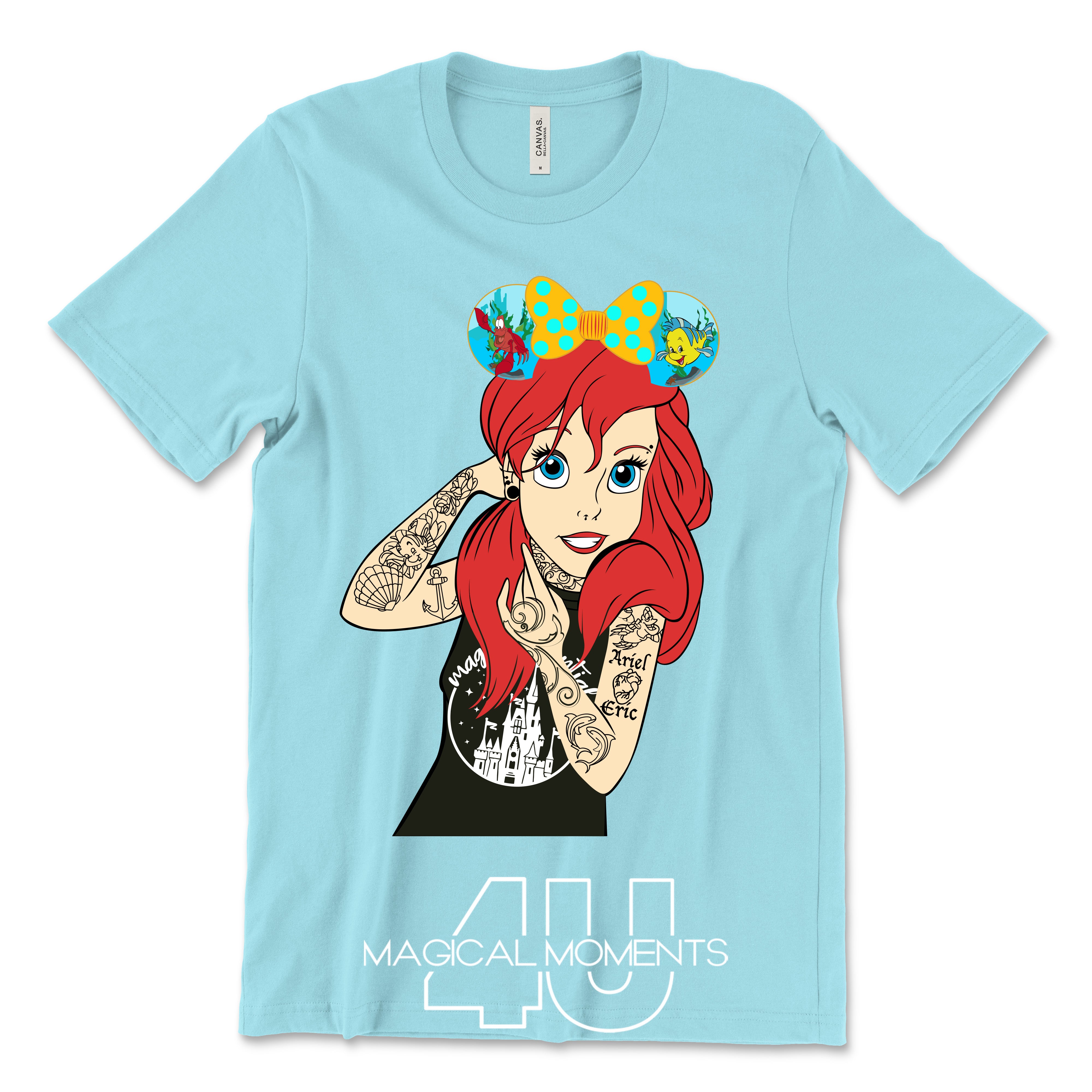 The Little Mermaid T-Shirt Design, Ariel Funky Princess With Ears, Digital Download PNG File