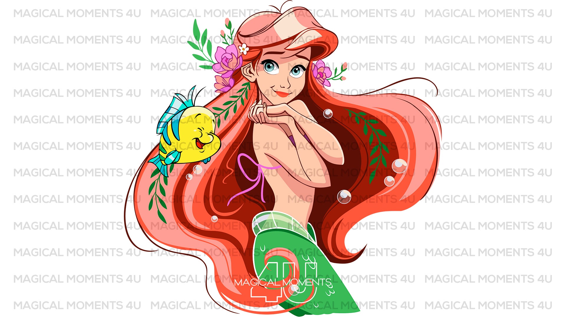 Disney Princess, Little Mermaid And Flounder SVG, Ariel SVG File, Digital Download, PNG, JPG, DXF